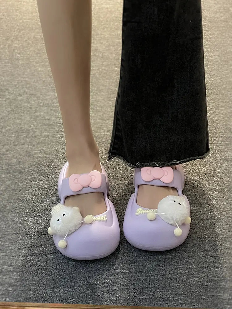 Cute Fairy  Slippers for Women's Summer Outer-Wear Thick-Soled Clogs Shoes Sandals For The Beach