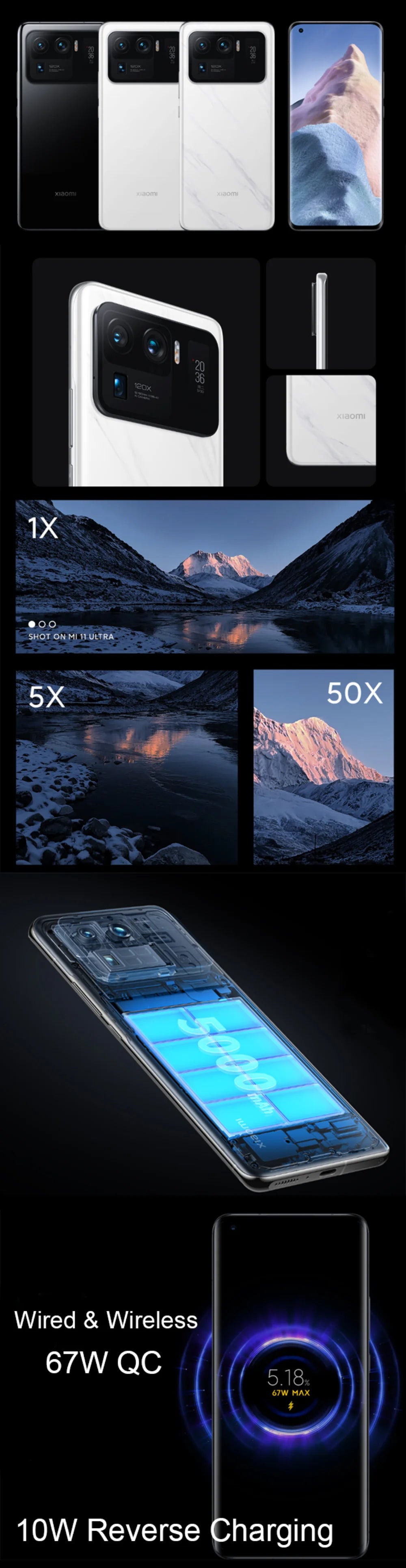 Smartphone 5G celulares Xiaomi 11 ultra Global firmware 12G 512G Snapdragon888 6.81inch 50MP 120W wireless (Wireless reverse)