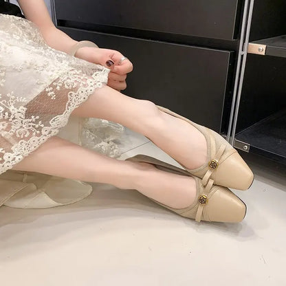 Women's Dance Shoes, Lightweight Breathable Square Toe Bow Flats, PU Leather Office Dress Shoes for Banquet, Date & Party