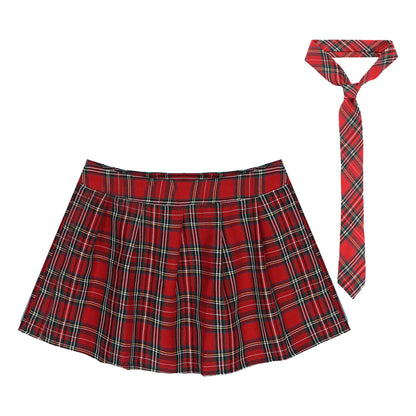 Womens Plaid Pleated Skirts With Necktie Harajuku Mini Japanese Preppy Schoolgirls Uniforms Kawaii Skirts Ladies Cosplay Costume