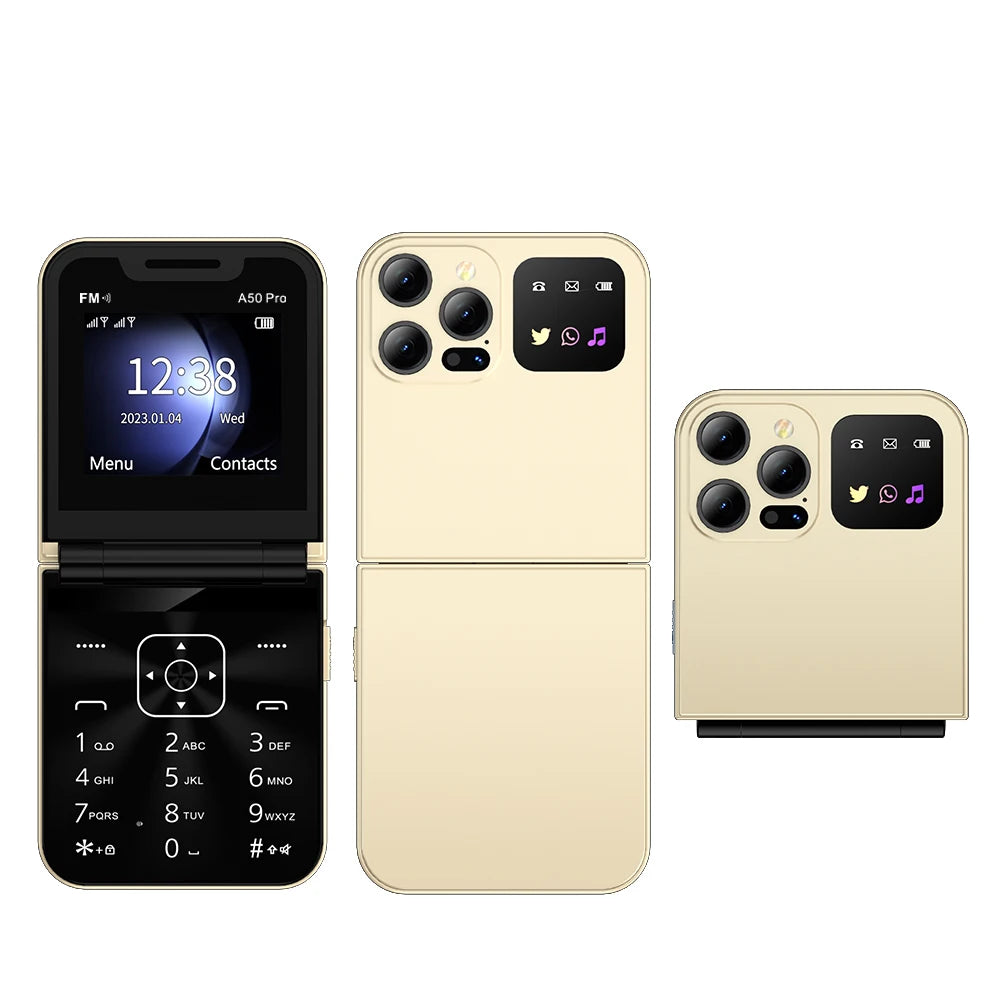 Foldable Mobile Phones Speed Dial 2 SlM Cards 2.4" Display Cellphone Call Recording LED flashlight Blacklist FM Radio Telephones