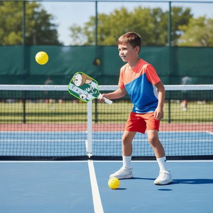 Cartoon Children's Pickleball Set Colorful Lightweight Children's Pickleball Rackets Ribbed Handle Durable Pickleball Paddle Set