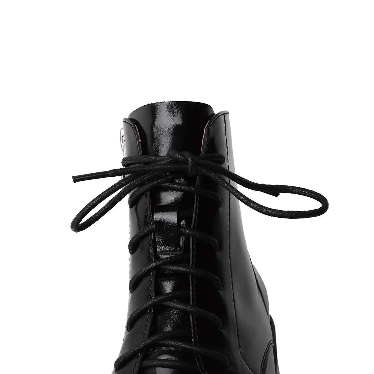 Krazing Pot 2025 Hot Sale Genuine Leather Square Toe Chelsea Boots High Heels Winter Season Lace Up Superstar Ins Ankle Boots