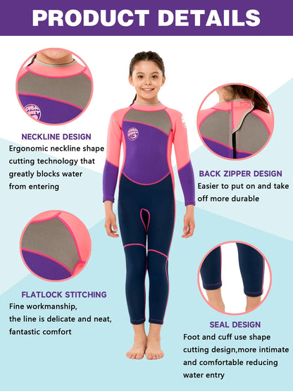 Kids Wetsuit for Boys Girls Toddler  2.5MM Neoprene Long Sleeve Wet Suits for Swimming