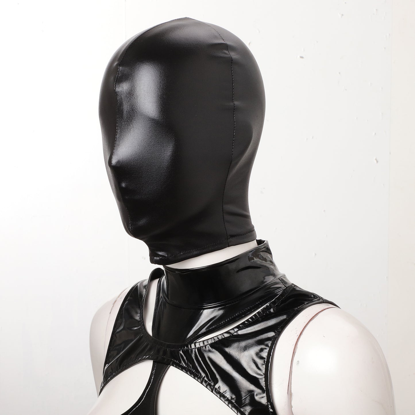 Adult Shiny Leather Masks Sex Toys Bronzing Cloth Open Mouth And Eye Glued Head Cover Couples Adult Products