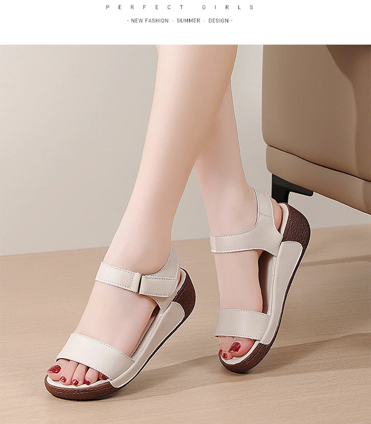 Women Shoes Wedge Heels Sandals 2025 Summer New  Sandals Female Platform Lether Elegant Wedges Sandals Sandalias Mujer
