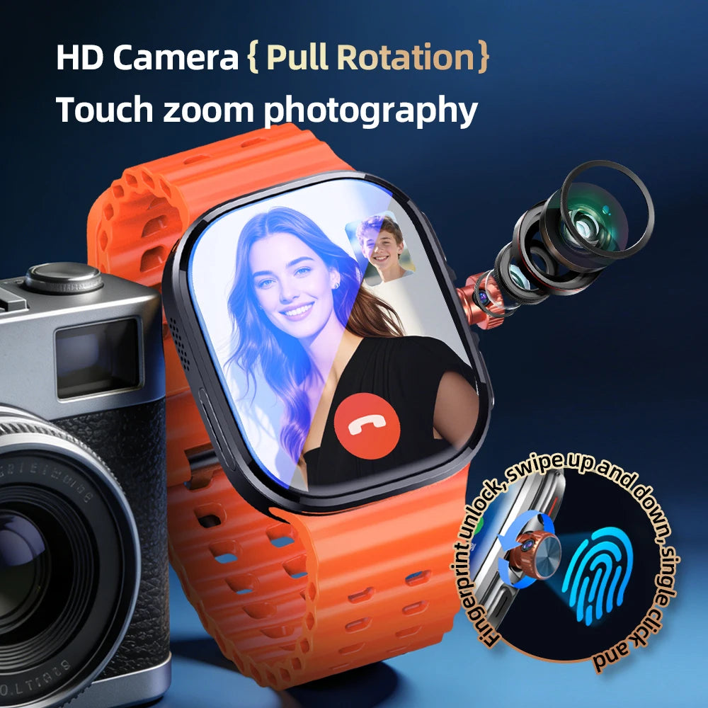 P2 Smart Watch 5G LTE  Android 13.0 2.29'' AMOLED Display Smartwatch With 800W Pull-out Camera Face/Fingerprint Unlock Sim Card