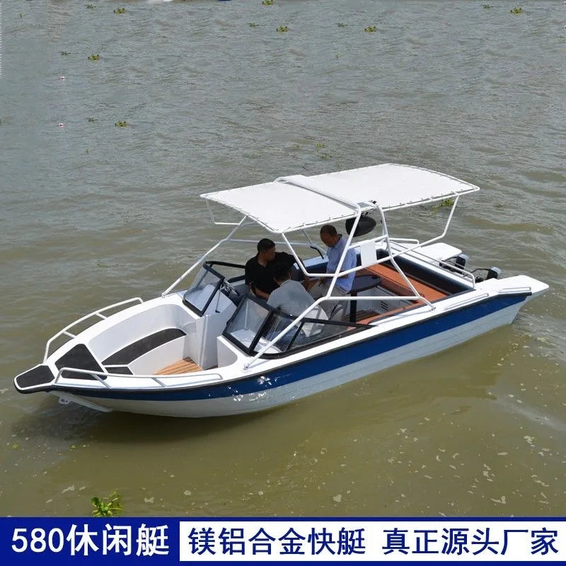 Unbeatable 6-8 Passenger Capacity River Fishing Sports Yacht Comfortable Outboard with Aluminum Alloy Speedboat Welded Handrails