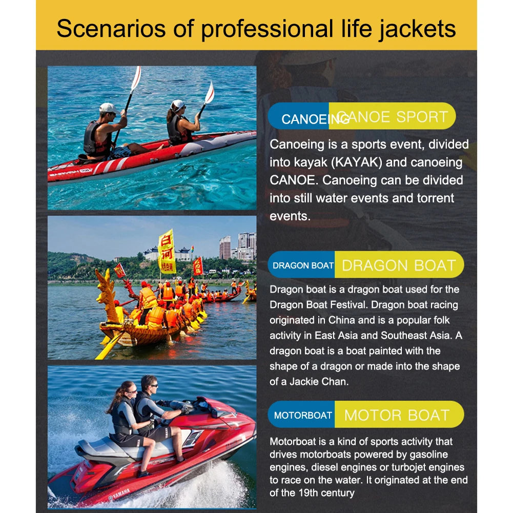 Neoprene Life Jacket Buoyancy Fishing Water Ski Vest Wear-resistant Survival Suit Water Sports Life Jacket For Swimming Fishing