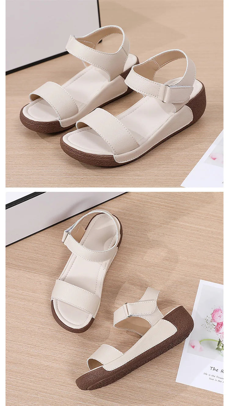 Women Shoes Wedge Heels Sandals 2025 Summer New  Sandals Female Platform Lether Elegant Wedges Sandals Sandalias Mujer