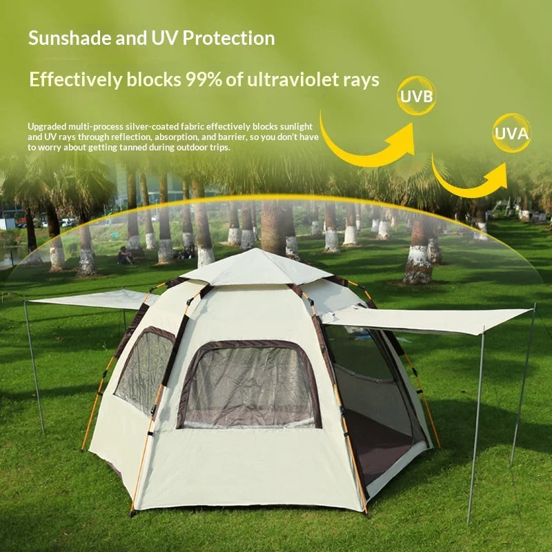 Camping Tents Automatic Pop Up Beach Camping Tent Portable Foldable Waterproof UV Sun Shade Instant Hexagonal Shelter Outdoor