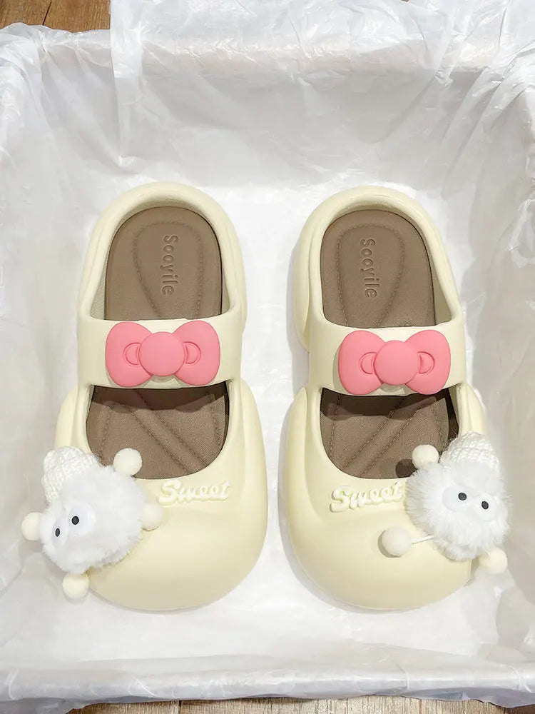 Cute Fairy  Slippers for Women's Summer Outer-Wear Thick-Soled Clogs Shoes Sandals For The Beach
