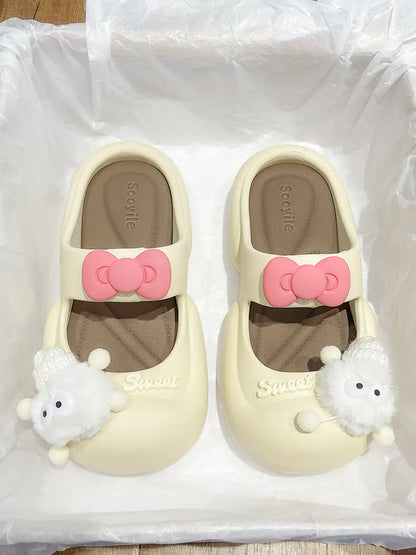 Cute Fairy  Slippers for Women's Summer Outer-Wear Thick-Soled Clogs Shoes Sandals For The Beach