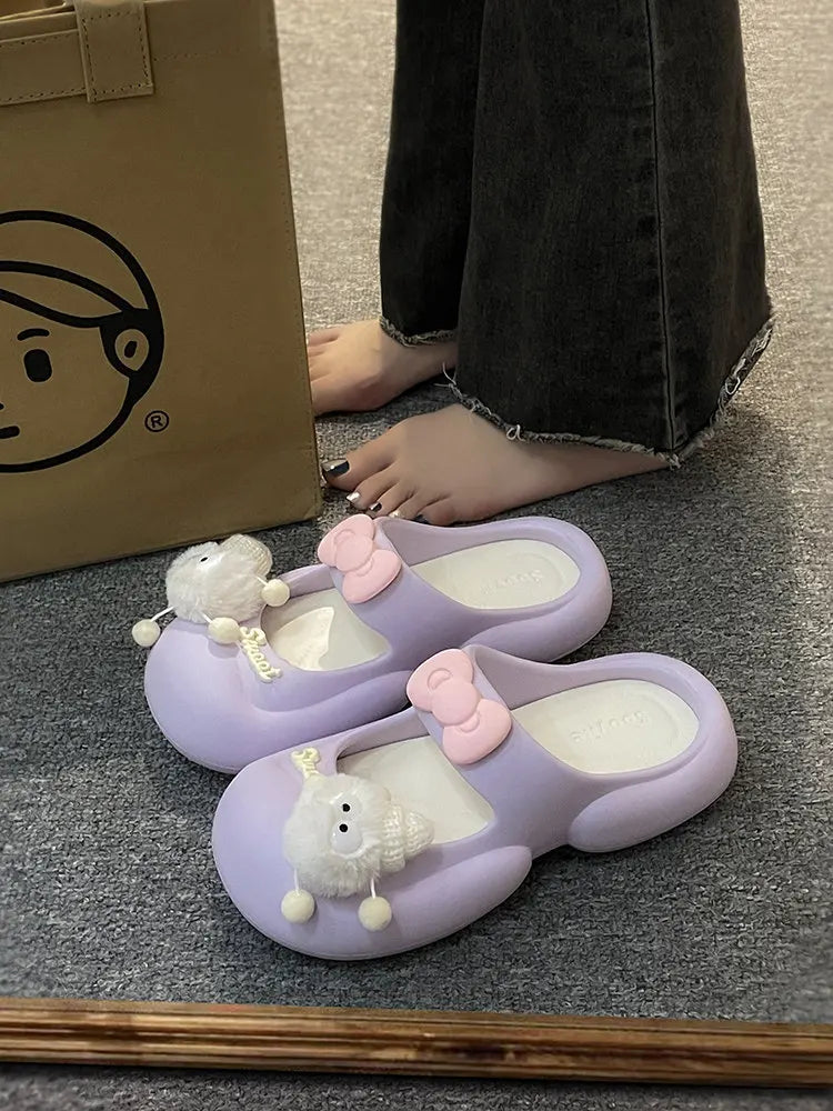 Cute Fairy  Slippers for Women's Summer Outer-Wear Thick-Soled Clogs Shoes Sandals For The Beach