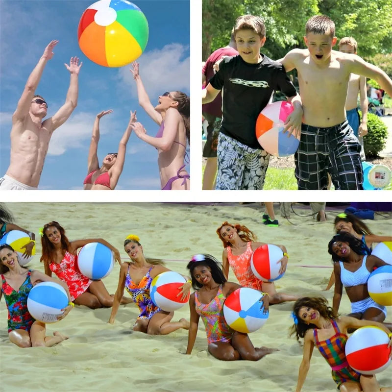 Inflatable Beach Balls Rainbow Color Pool Ball Swimming Pool Water Games for Kids Birthday Gifts Summer Party Favors Volleyball