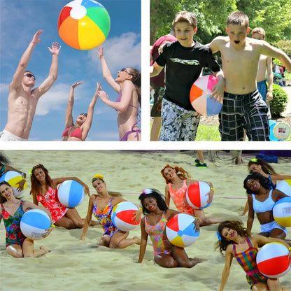 Inflatable Beach Balls Rainbow Color Pool Ball Swimming Pool Water Games for Kids Birthday Gifts Summer Party Favors Volleyball