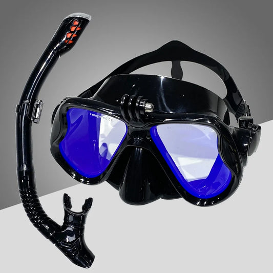 Diving Mask With Sports Camera Mount Electroplate Tempered Glass Silicone Mask is Safe and Comfortable