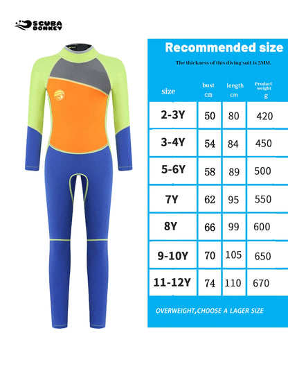Kids Wetsuit for Boys Girls Toddler  2.5MM Neoprene Long Sleeve Wet Suits for Swimming
