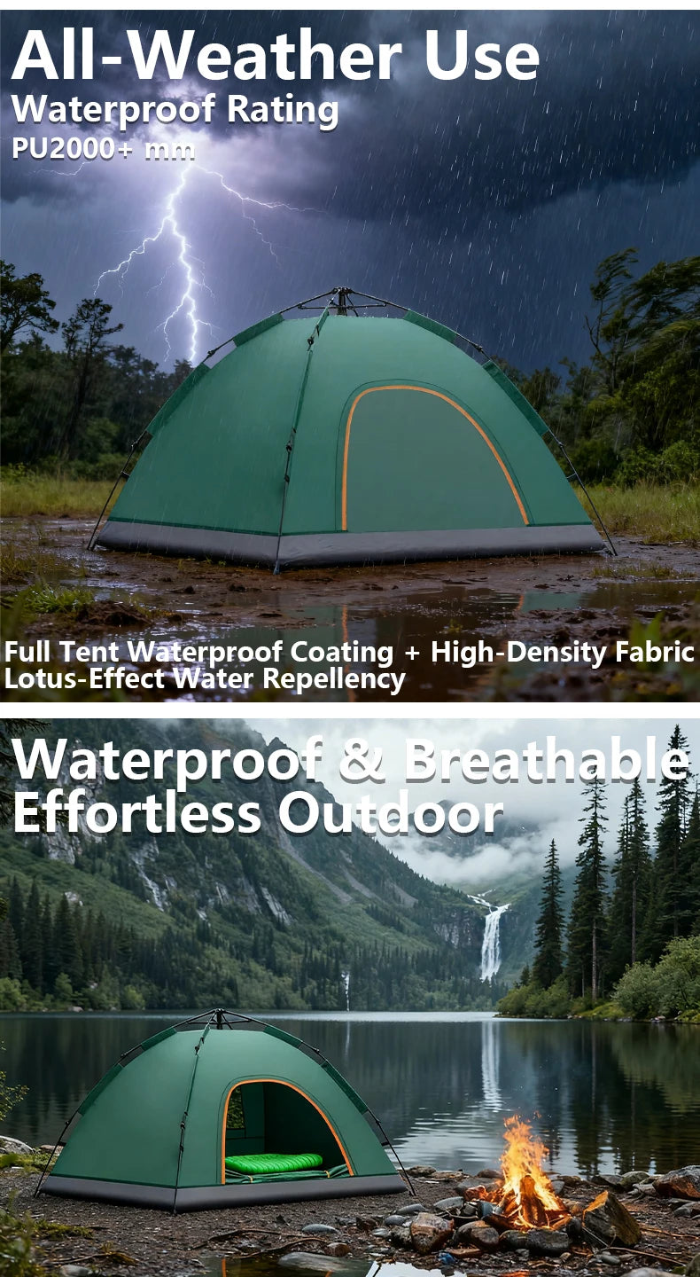 1 Outdoor Camping Tent for Overnight Stay, Fully Automatic, Quick Setup, No Assembly, Foldable, Double Layer