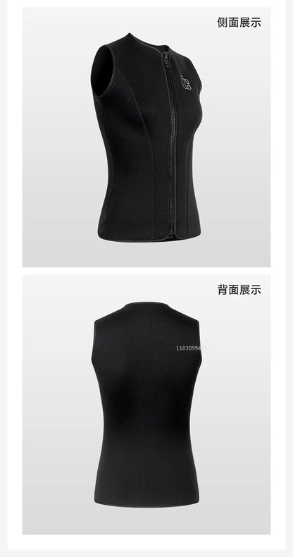 Wetsuit Vest for Men Women 3mm Front Zipper Neoprene Wet Suit Top Sleeveless Jacket for Scuba Diving Kayaking Surfing Swimming