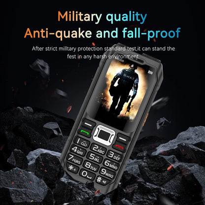 Rugged Outdoor Mobile Phone 4 Quad Sim Voice Changer Dual Torch Loudspeaker Large Button Powerbank Large Battery SOS Call Mobile