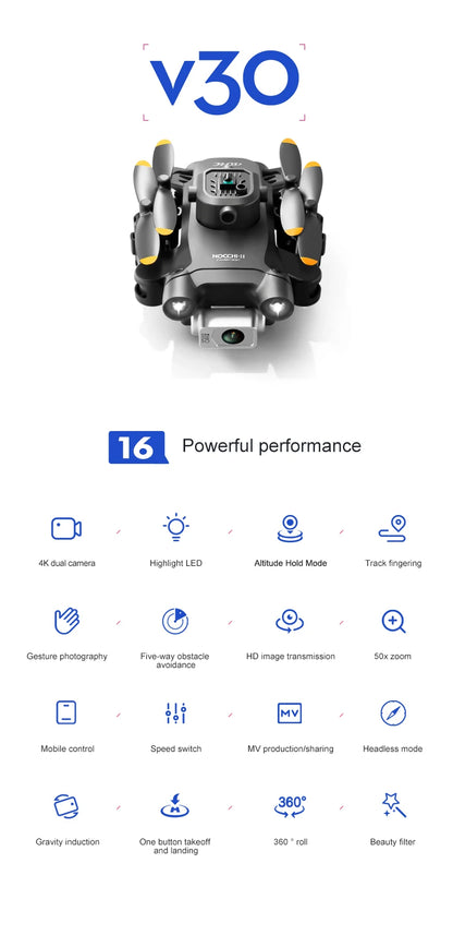 4DRC New V30 Mini Drone with Camera HD 4K 1080P FPV RC Drones Profesional Five-sided Obstacle Avoidance Helicopter Dron Toy Gift