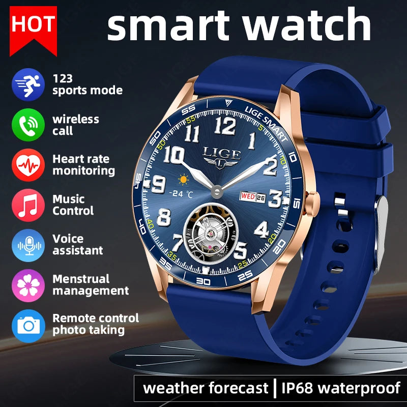 LIGE New Steel Smart Watch Men 1,38inch Bluetooth Call Business Men Watches Fitness Activity Sports Heart Rate Health Smartwatch
