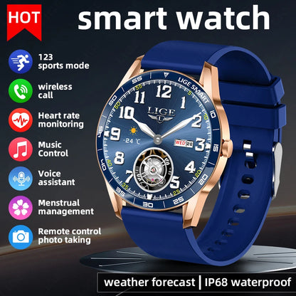 LIGE New Steel Smart Watch Men 1,38inch Bluetooth Call Business Men Watches Fitness Activity Sports Heart Rate Health Smartwatch