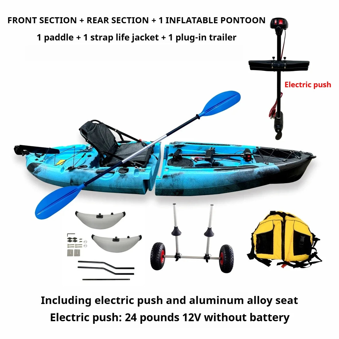 2025 Portable LLDPE Kayak With Split Hard Shell Electric Pedal-Driven Canoe For Solo Tandem Lake Sea Adventures Modular Assembly