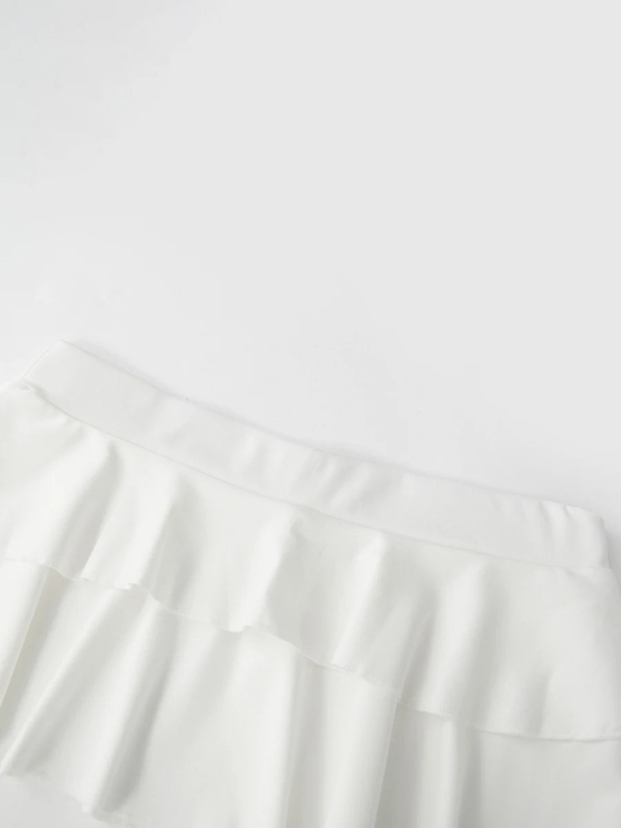 Women's Mini Skirt Low Waist Solid Color Ruffle Hem Skirt Lingerie Sexy Hot Skirts Summer