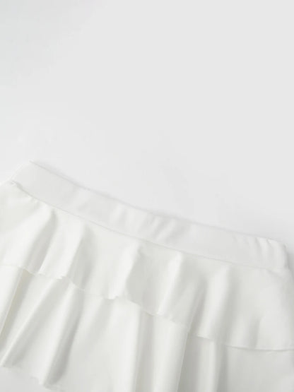 Women's Mini Skirt Low Waist Solid Color Ruffle Hem Skirt Lingerie Sexy Hot Skirts Summer