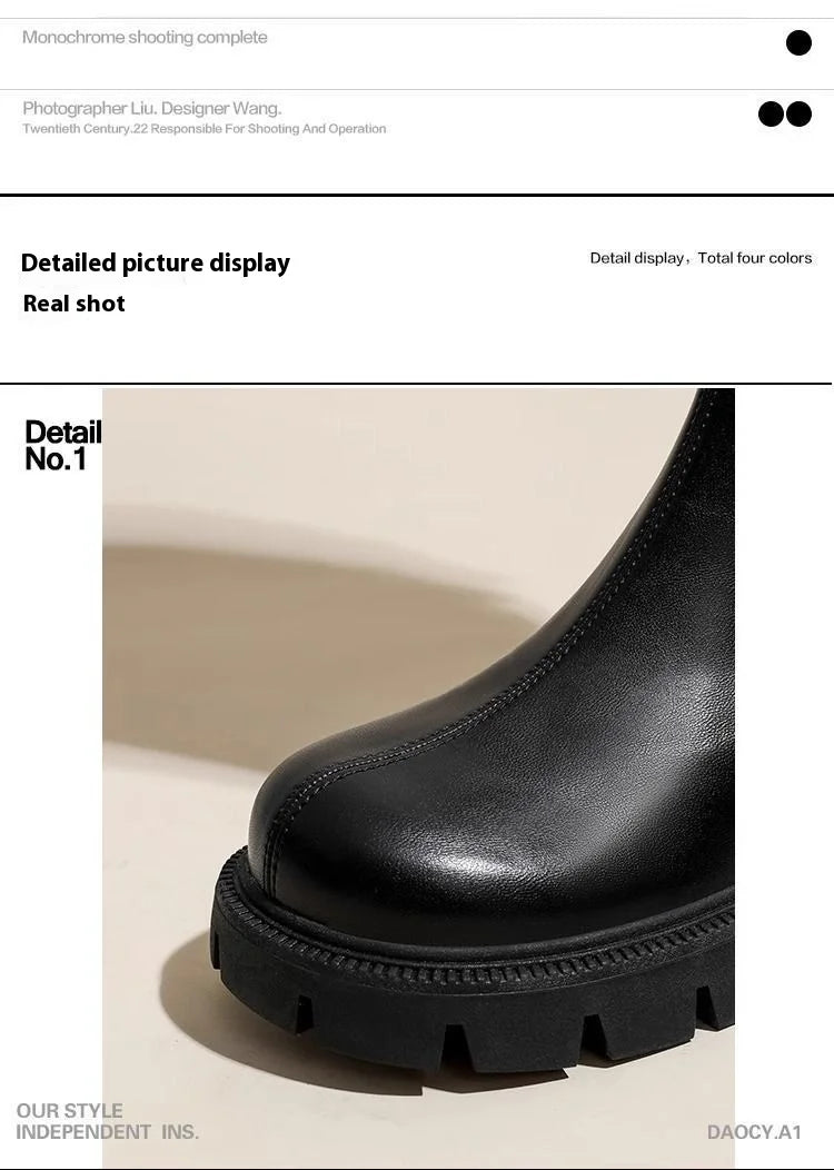 Real Soft Leather Boots 2025 Autumn And Winter New Knight Boots Height Increasing And Slimming Boots Thick Soled High Boots Long