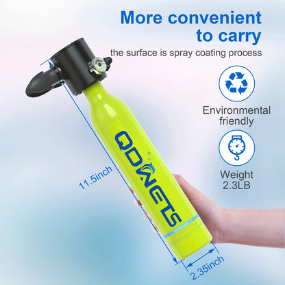 Diving Tank 0.5L Scuba tank Equipment 5-10 Minutes Lung Tank with Pump Outdoor Oxygen Diving Scuba Tank Underwater Breathing