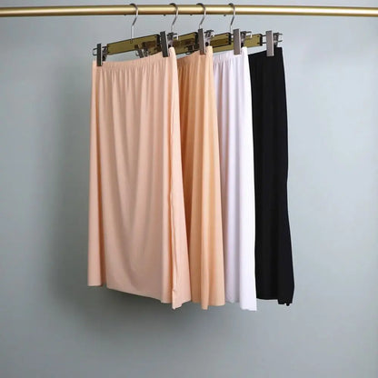 High Waist Solid Color Cotton Women Long Petticoat Ice Silk Underskirt Underskirt Half Slips Safety Underskirt Slips