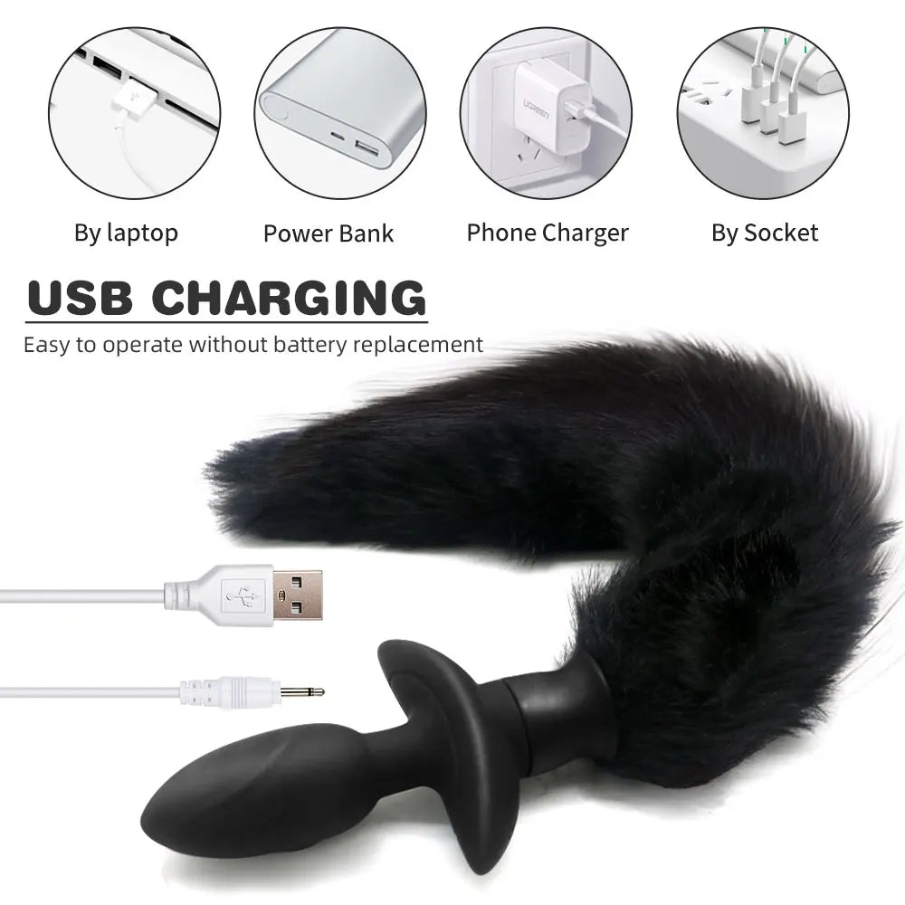 Remote Control Rotating Soft Silicone Tail Anal Plug Prostatic Stimulator Sexy Fox Butt Plug Tail Anal Toys For Women Adult Shop