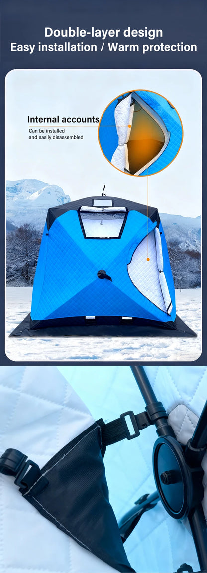 Outdoor Winter Fishing Tent For Camping 3-4 Person With Windows Quick Opening Tent Windproof And Waterproof Camping Gadgets