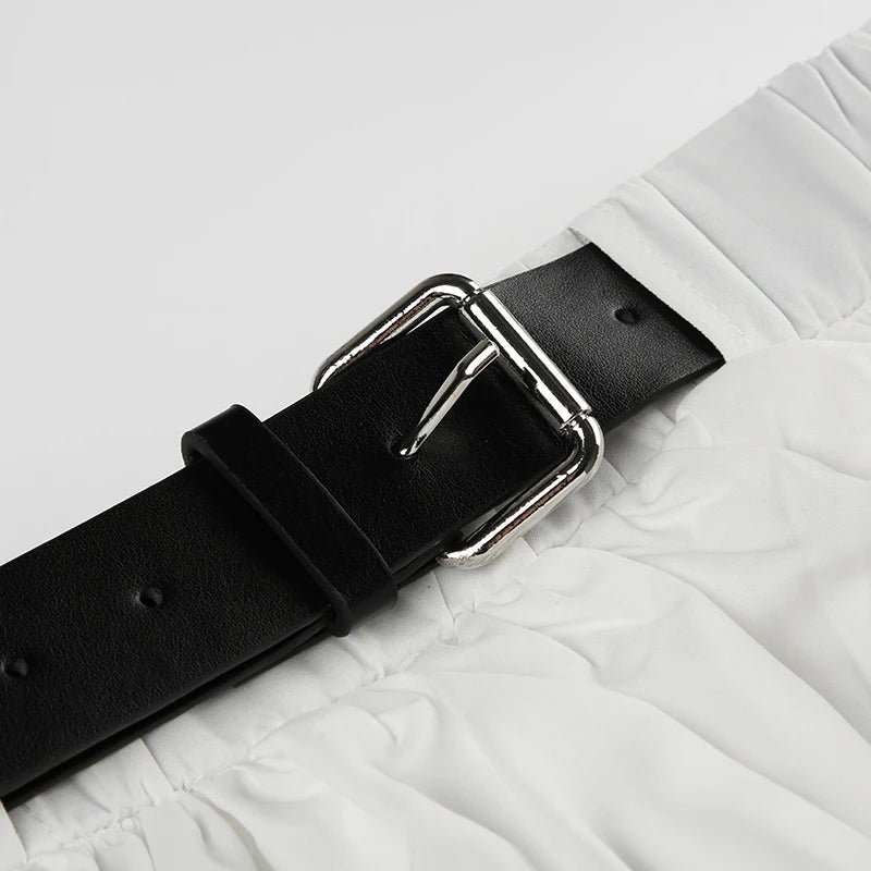 Sexy Low Waist White Mini Skirt Women Fashion with Belt Kawaii Preppy Short Skirts Y2K Korean Streetwear Pleated A Line Skirts