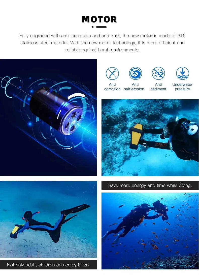 New Version ABS Material Electric Sea Scooter Fashionable Underwater Dual Propeller for Water Sports Wholesale