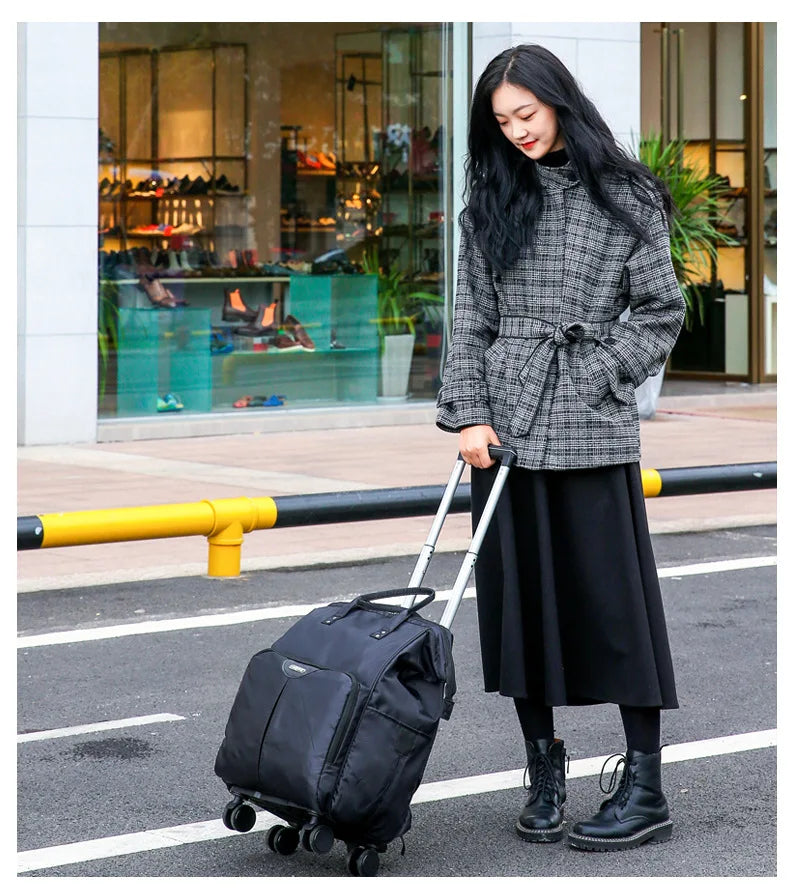 Wheeled bag for travel trolley bags Women travel backpack with wheels Oxford large capacity Travel Rolling Luggage Suitcase Bag