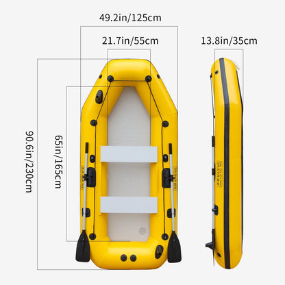 KOETSU Inflatable Kayak Fishing Boat: Bright Yellow 2-Person Drift Craft for Anglers