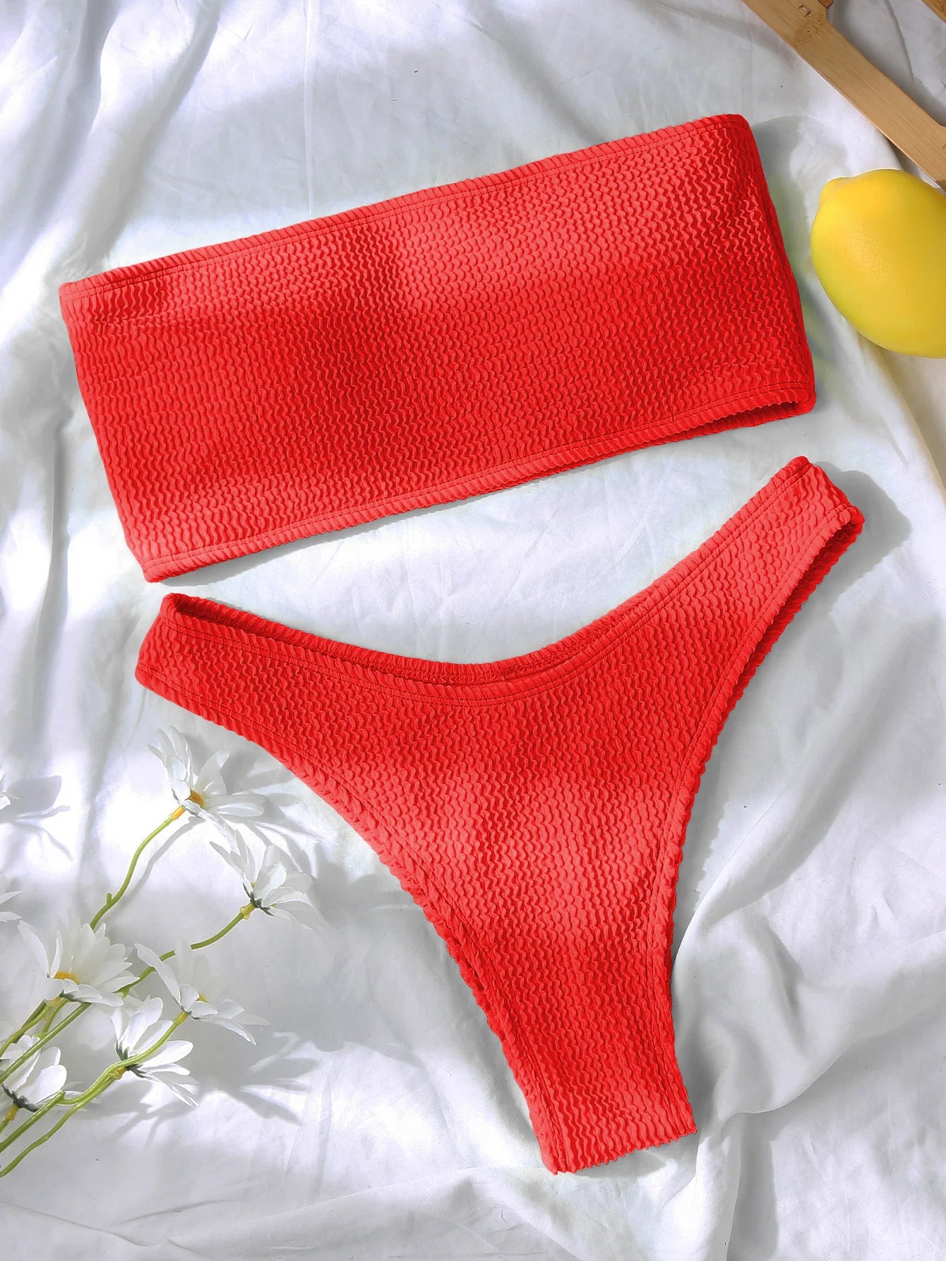 Fashion Bikini Textured Swimwear Women 2025 High Cut Swimsuit Women Bathing Suits Solid Brazilian Bikinis Set