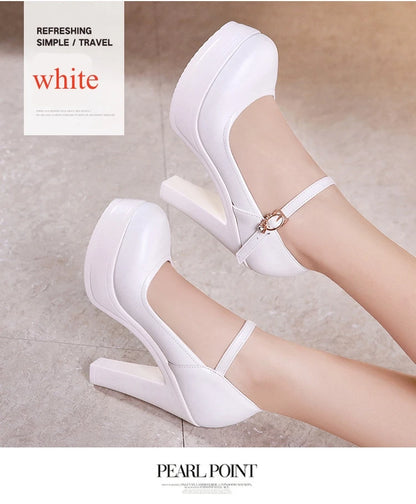 8 10 12cm Small Size 32-43 Shallow Thick Bottom Platform Pumps Women 2025 Block High Heels Shoes for Office Model Wedding Dress