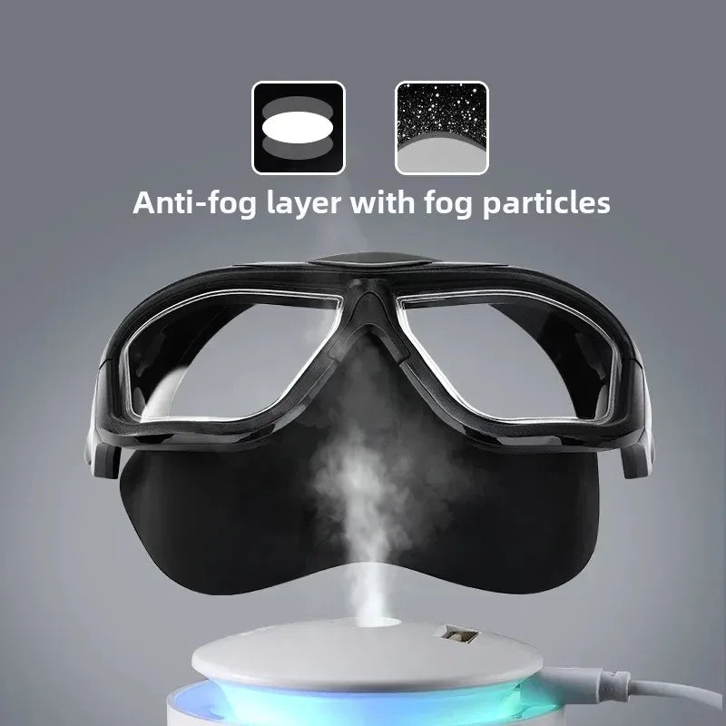 Professional Anti-fog HD Large Frame Diving Goggles Full Face Snorkeling Mask Freediving Scuba Equipment