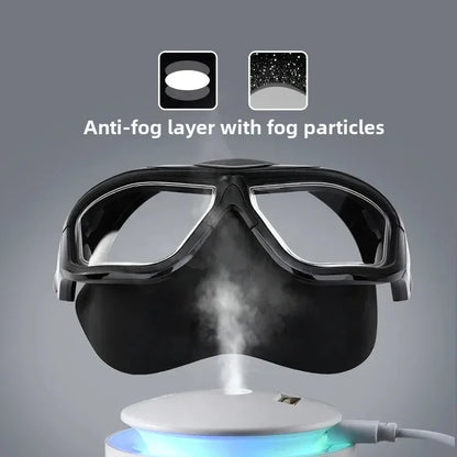 Professional Anti-fog HD Large Frame Diving Goggles Full Face Snorkeling Mask Freediving Scuba Equipment