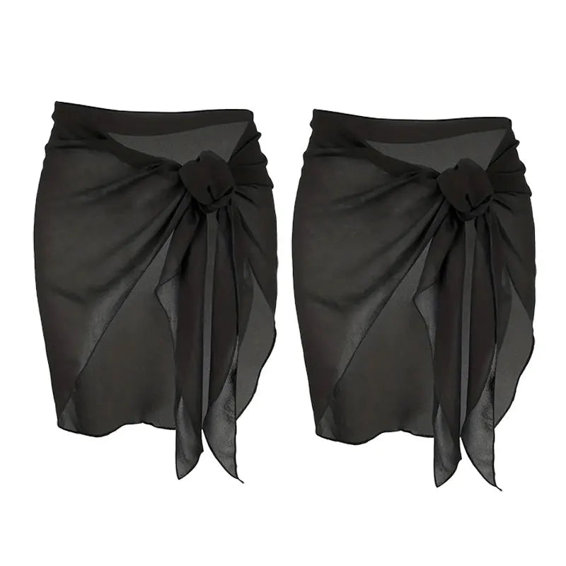Swimsuit Bikini Cover Up Women Short Sarongs Swimsuit Coverups Beach Bikini Wrap Sheer Short Skirt Chiffon Scarf  for Swimwear
