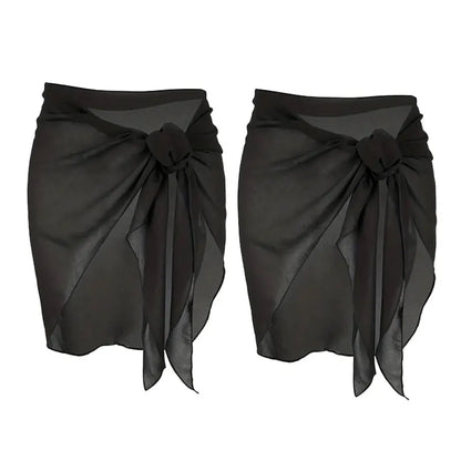Swimsuit Bikini Cover Up Women Short Sarongs Swimsuit Coverups Beach Bikini Wrap Sheer Short Skirt Chiffon Scarf  for Swimwear