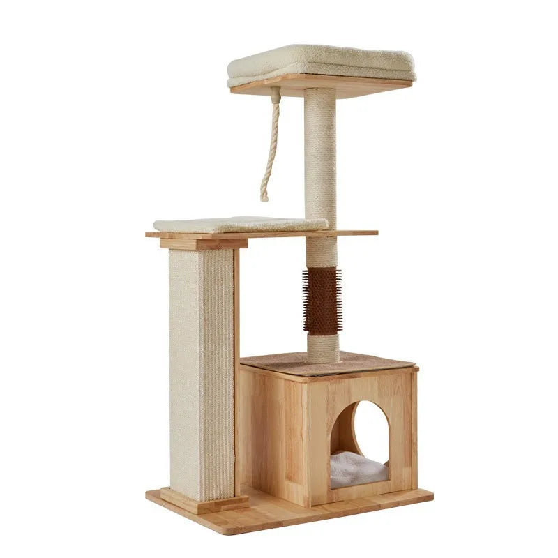 Indoor Cat House with Scratcher, Trees, Towers for Large Cats, Tall Toy, Multiple Hamocks, Park Scrapers Tool, Silicone Carrier