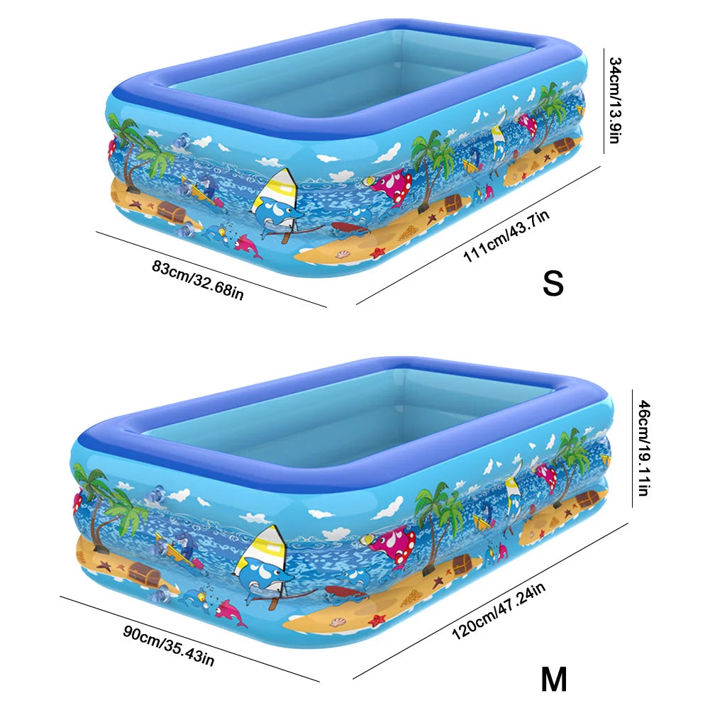 Inflatable Swimming Pool Large Family Pools 120cm Rectangle Framed Children Swimming Pool Summer Outdoor Pool Baby Bathtub Toys