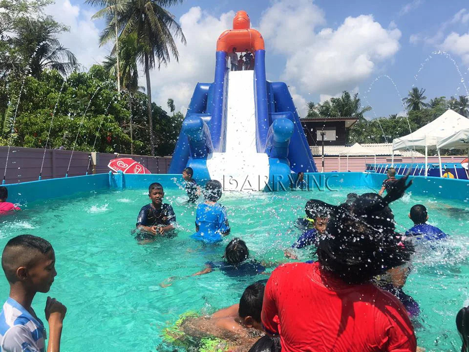 Commercial Water Park Waterslide Inflatable Kids Slide Pvc Toy Custom Inflatable Multiple Slides Children Water Slide With Pool