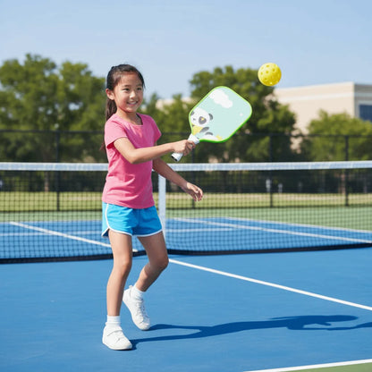 Cartoon Children's Pickleball Set Colorful Lightweight Children's Pickleball Rackets Ribbed Handle Durable Pickleball Paddle Set